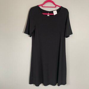 Papillonblanc Womens Black Short Sleeve Keyhole Back Shift Dress Size M 9383